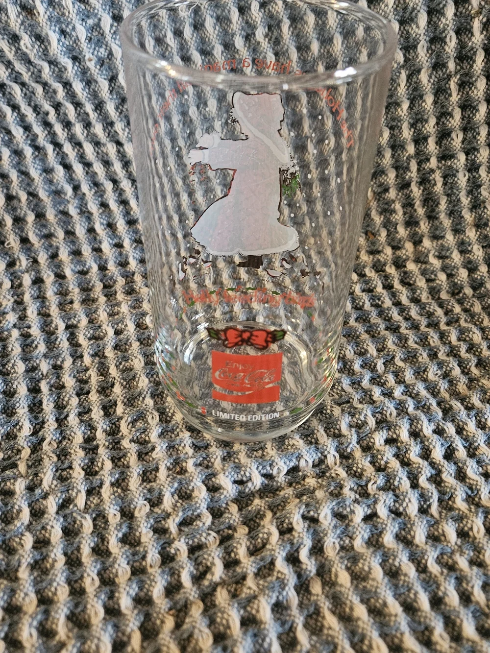 Clear Holiday Glass Tumbler with Red Festive Illustration